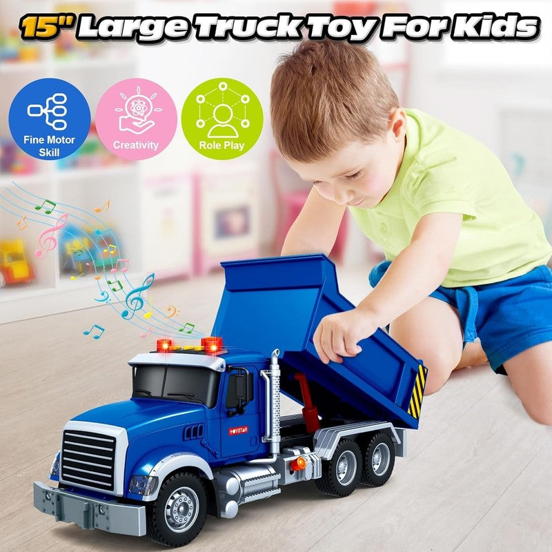 Large Dump Truck Toy with Sound and Lights for Boys and Girls Ages 3 7 Indoor Ou3