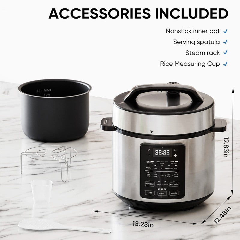 6Qt 7-in-1 Electric Pressure Cooker Multi-Function Stainless Steel Pot5