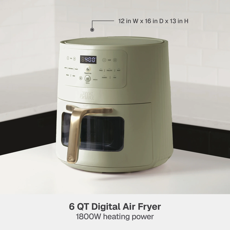 6QT Air Fryer with Thymecrisp Ceramic Nonstick Basket Eucalyptus Green2