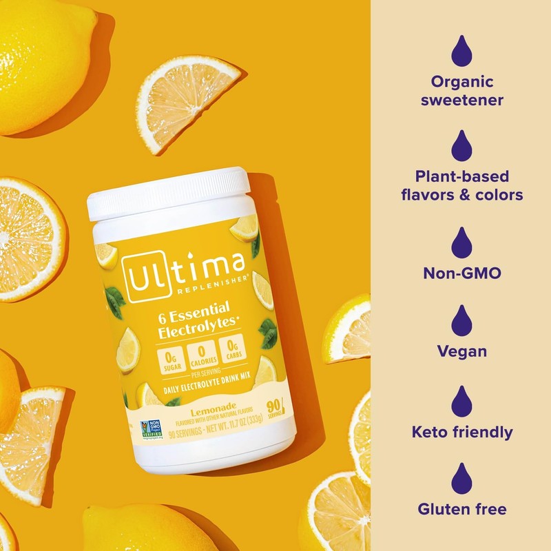 Daily Electrolyte Powder Drink Mix, Sugar Free Lemonade, 90 Servings4