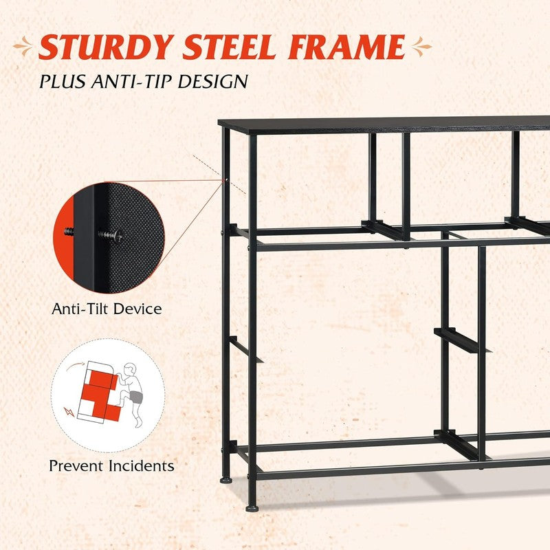 7 Drawer TV Stand Dresser Charcoal Black Wood Grain Metal Frame Storage Chest7