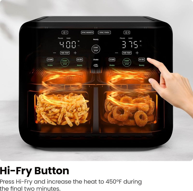 6Qt Dual Basket Air Fryer Digital Touch Sync Finish Hi-Fry Auto Shutoff Black5