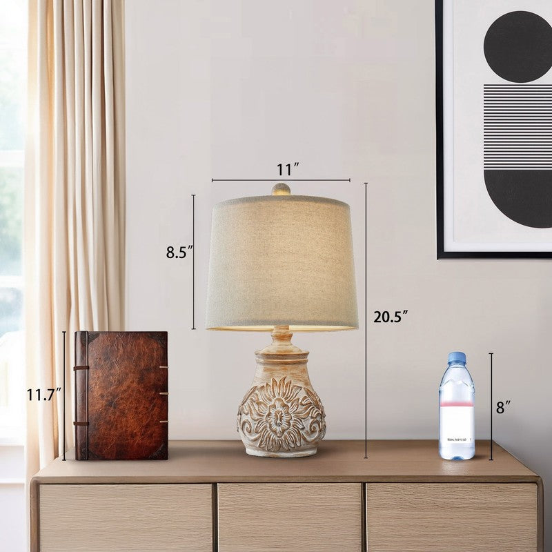 Set of 2 18.5" Retro Farmhouse Table Lamps Resin for Bedroom & Living Room2