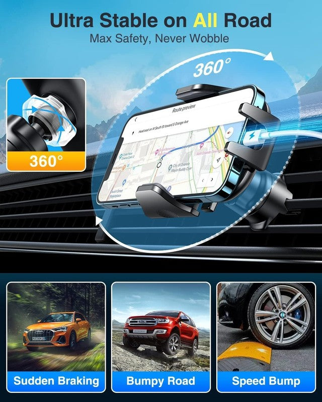 Car Phone Holder Mount, Strong Suction & Clip for Dashboard Windshield Vent7