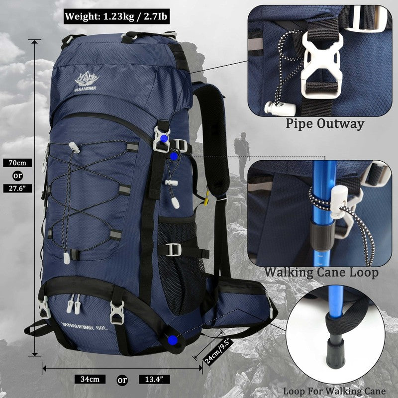 60L Hiking Camping Backpack Water Resistant with Rain Cover2