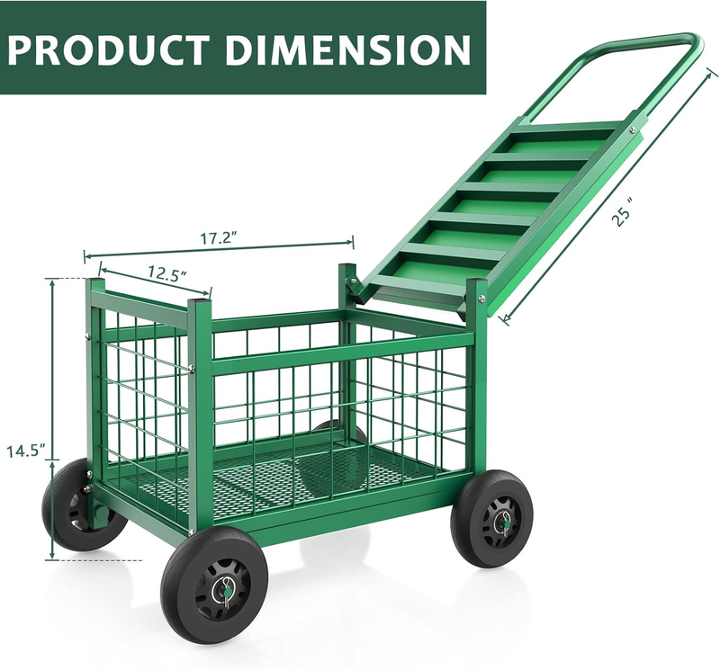 Rolling Garden Work Seat with Wheels, Upgraded Heavy Duty Gardenning Cart with S6