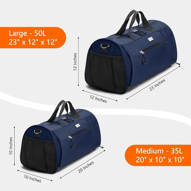 Gym Bag Unisex Duffel Shoe Compartment Wet Pocket Travel Sports Blue M3