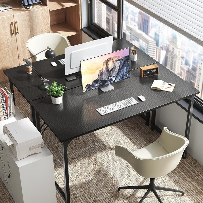 55" Computer Desk Black   Home Office, Gaming, Sturdy Metal Frame, Modern8