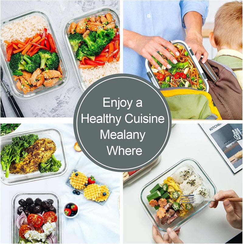 10 Pack 22oz Glass Meal Prep Containers Airtight Lids Grey5