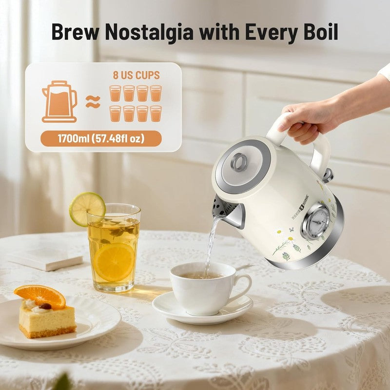 Retro Stainless Steel Electric Kettle 1.7L 1500W Fast Boil Thermometer6