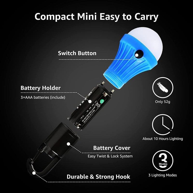 4 Pack LED Camping Lanterns, Camping Accessories, 3 Lighting Modes, Batteries In4