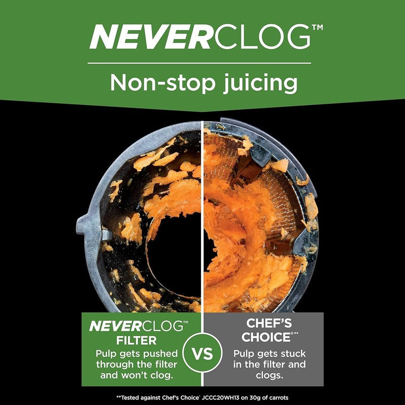 Neverclog Cold Press Juicer JC151 – Slow Juicer with Pulp Control, Dishwasher , 9