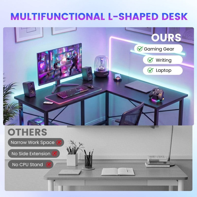 50 Inch L Shaped Desk,Computer Desk Corner Desks Gaming Desk PC Table with CPU S6