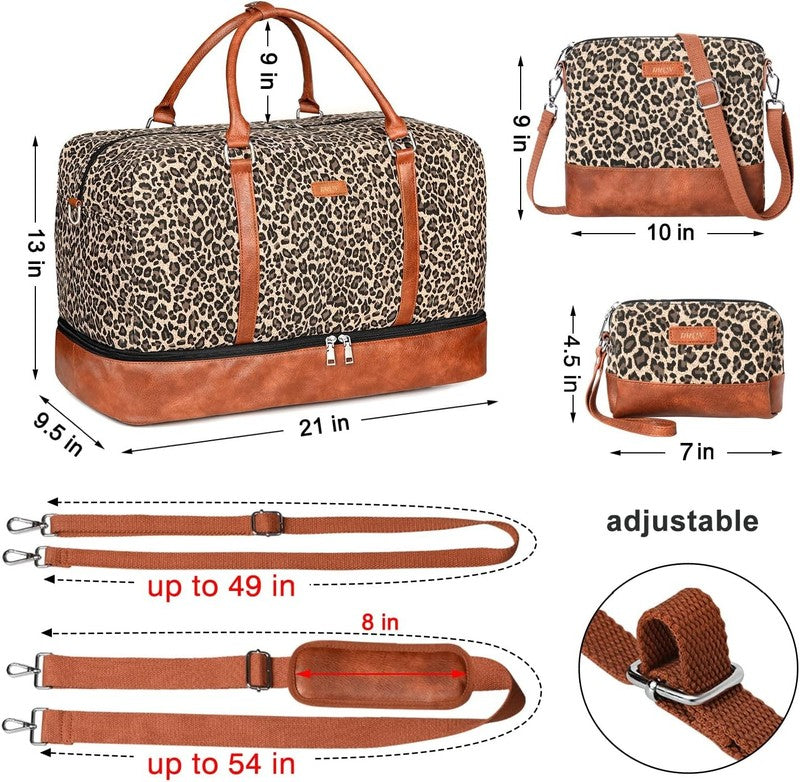21in Weekender Duffle Bag Women 3Pc Set Carry On Travel Shoe Compartment5