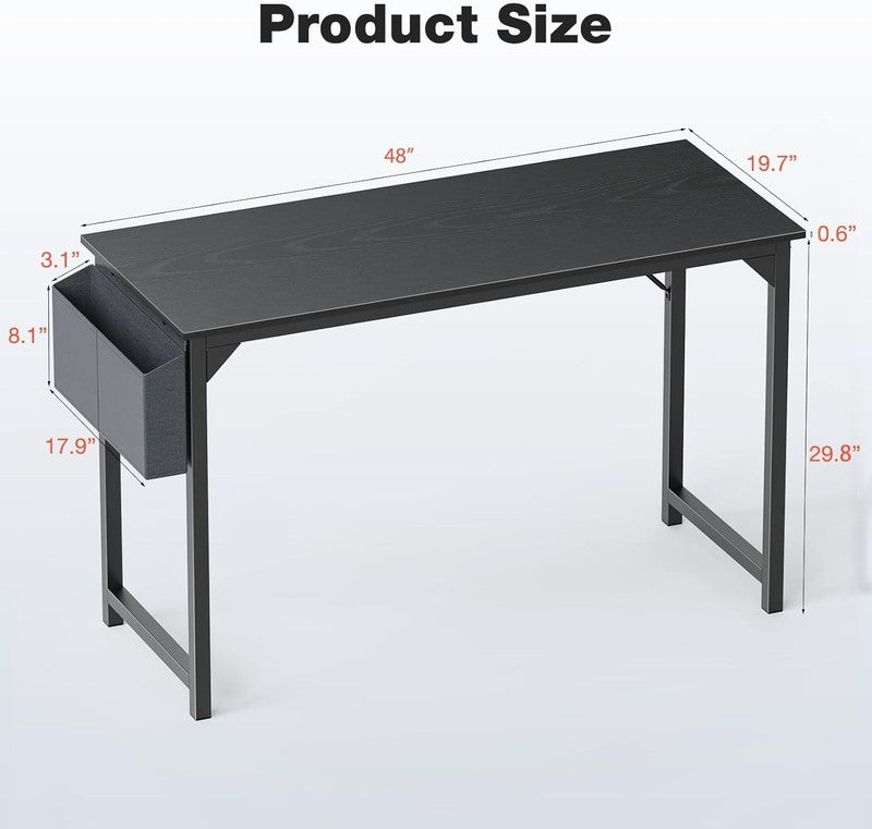 48" Computer Office Desk Writing PC Table w/ Storage Bag Headphone Hook Black2