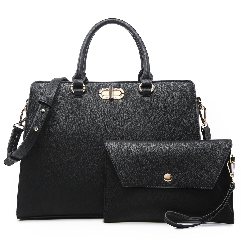 Womens Satchel Handbag Tote Work Shoulder Bag with Matching Clutch8