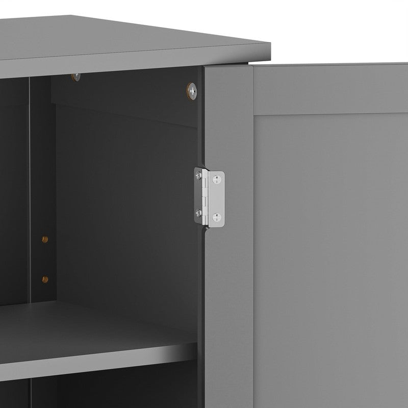 Wooden 2 Door Bathroom Cabinet Storage with 3 Shelves Free Standing 31.5" H, Gra7