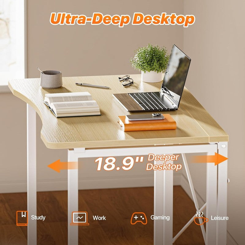 31.5" Folding Desk Oak   Small Space, Home Office, Easy Fold, Compact Design3