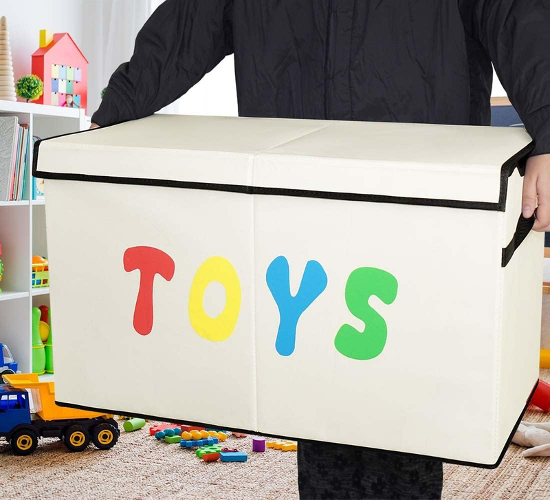 Toy Box Chest Collapsible Kids Storage Bins Organizer Boxes Extra Large Beige5