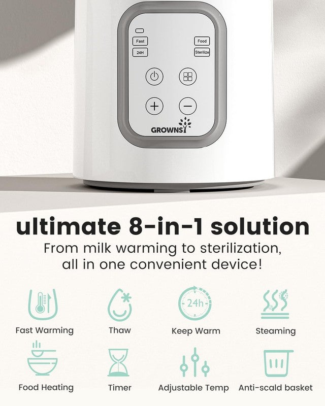 8-in-1 Fast Baby Bottle Warmer w/ Timer, Defrost, Sterilize, Food Heater Gray2