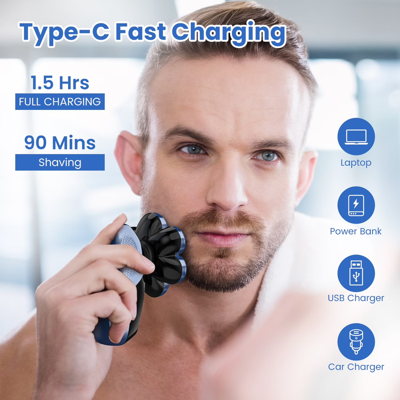 7D Head Shaver, 5 in 1 Bald Head Shavers for Men Electric Razor, LED Display4