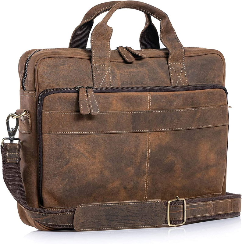 Leather Briefcase 18 Inch Laptop Messenger Bags for Men and Women Best Office Br8