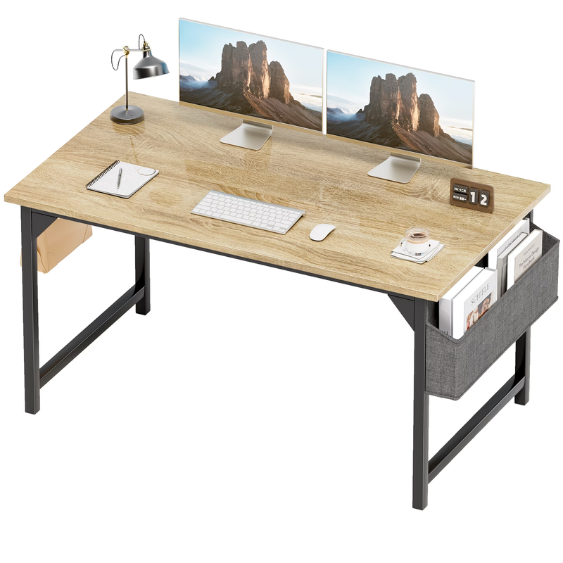 47" Computer Desk Small Office Writing Desk w/ Storage Bag & Headphone Oak8