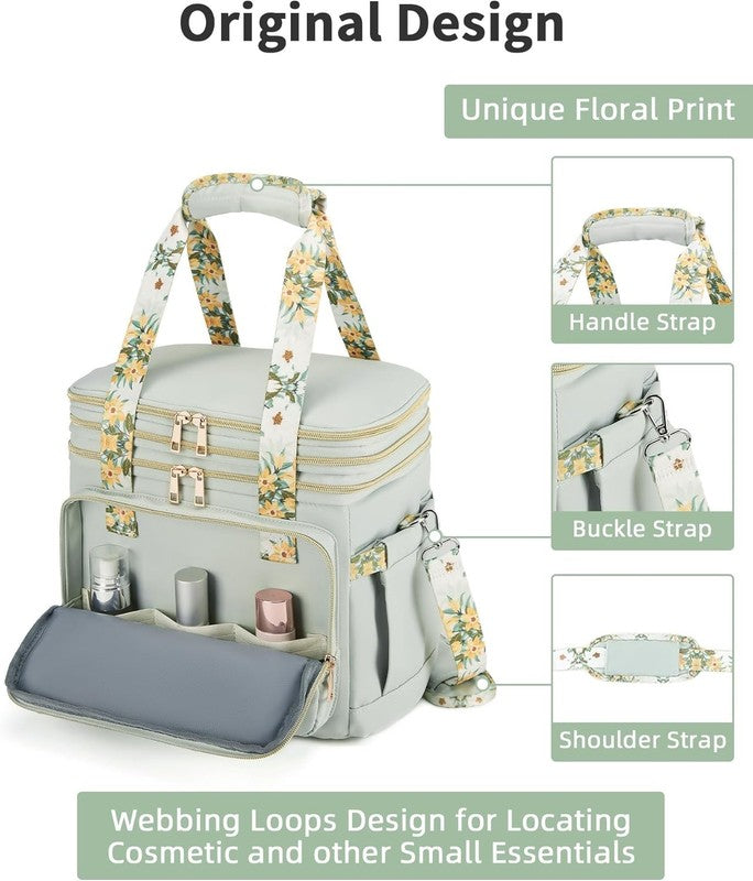Double Deck Expandable Insulated Lunch Bag Green Women3