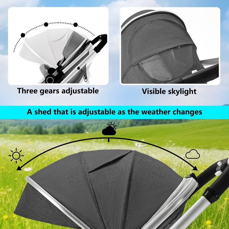 3-In-1 Convertible Baby Stroller with Big Seat and Adjustable Canopy, 24 Pound, 7