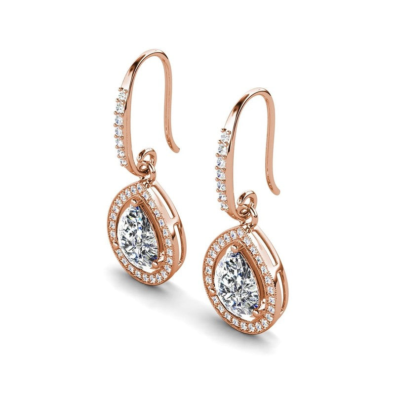 Isabel Dangle Earrings 18K Rose Gold Plated w/ Simulated Diamond Crystals Women7