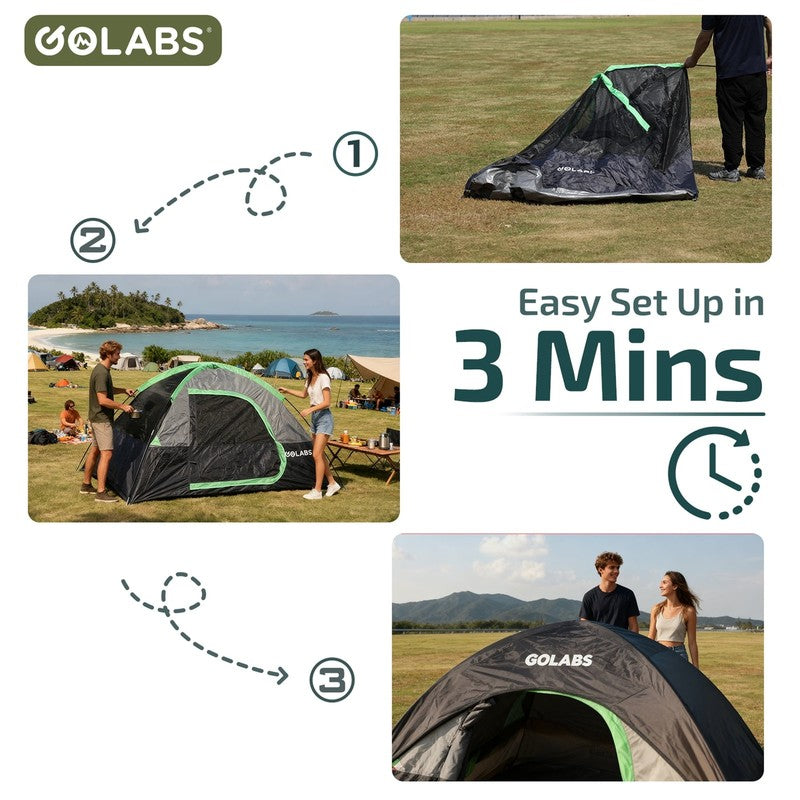 Golabs CT1 2 Person Dome Tent for 2 Adults, Easy Setup Waterproof Lightweight Al6
