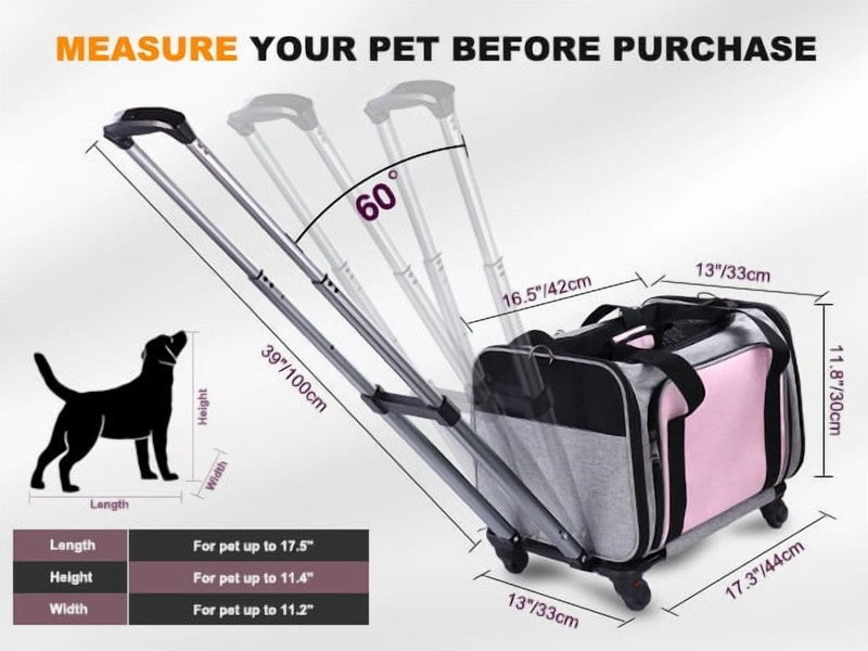 “Rolling Pet Carrier with Wheels – Foldable Airline Approved Dog & Cat Travel6