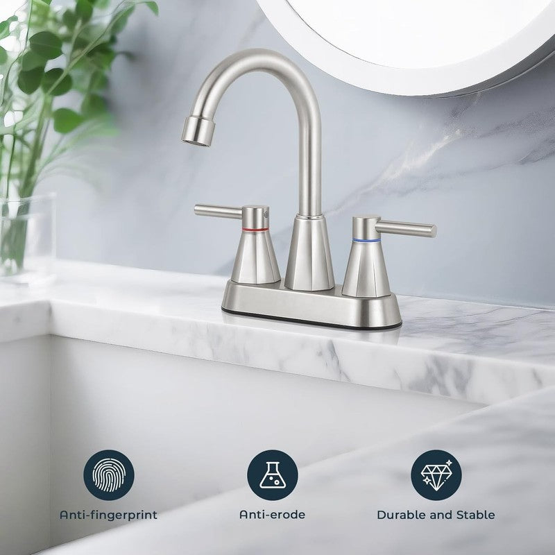 4 Inches Bathroom Faucet for 3 Hole,2-Handle Bathroom Sink Faucets with Pop up D1
