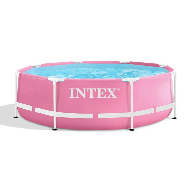 8ft Round Metal Frame Pool 30in Above Ground Swimming Pool Pink8