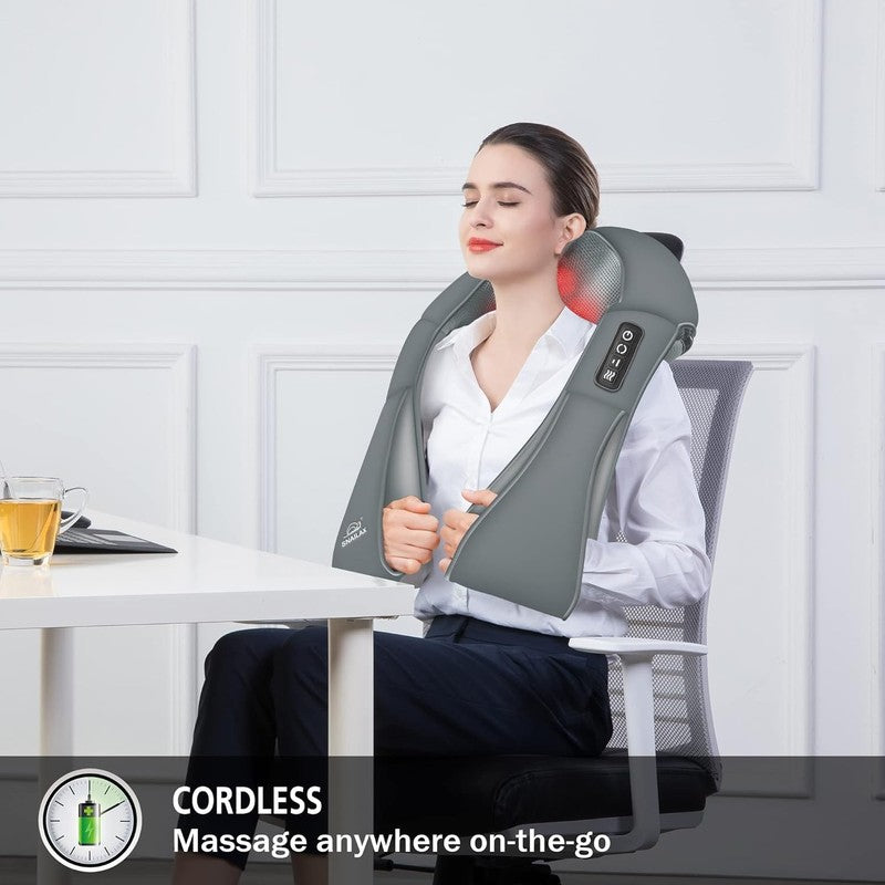 Cordless Shiatsu Neck Back Massager w/ Heat Portable Pain Relief Grey4