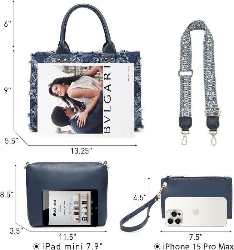 3Pc Women’s Handbag Set Tote Satchel Shoulder Top Handle Purse Wallet5
