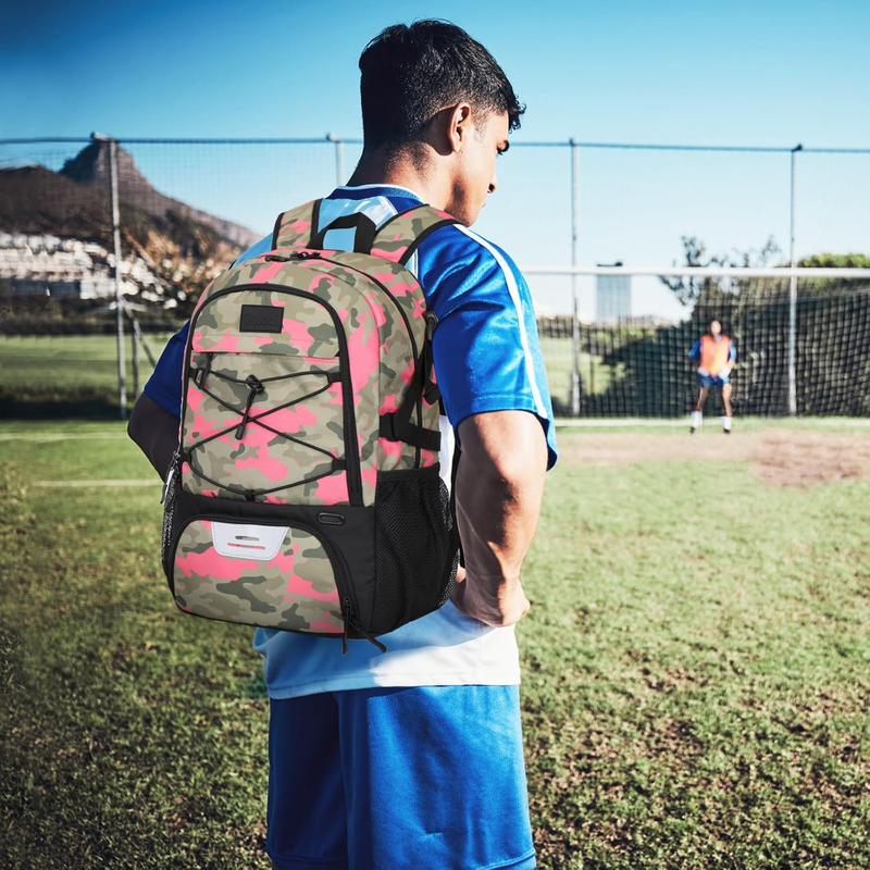 Soccer Basketball Backpack w/ Ball & Shoe Compartment Sports Travel Bag5