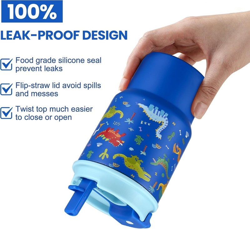 13.5Oz Kids Insulated Tumbler 2 Pack, Stainless Steel Leak Proof Water Bottles5