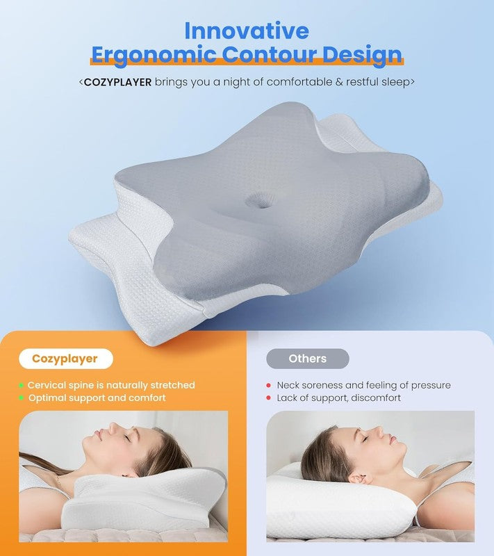 Ultra Pain Relief Cooling Pillow for Neck Support, Adjustable Cervical Pillow Co2