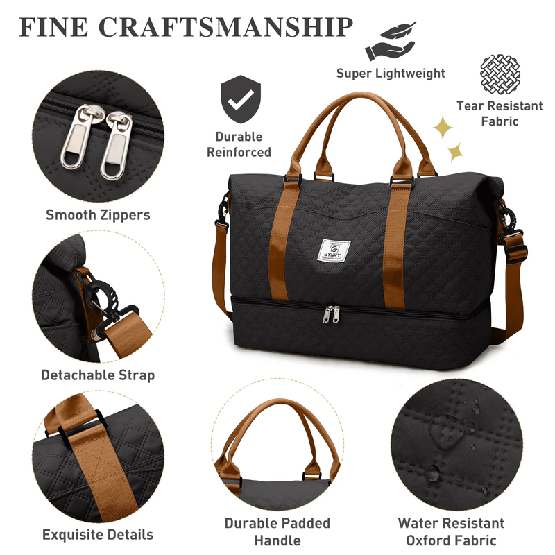 Travel Duffle Bag Weekender Bags for Women with Shoe Compartment Carry on Overni4