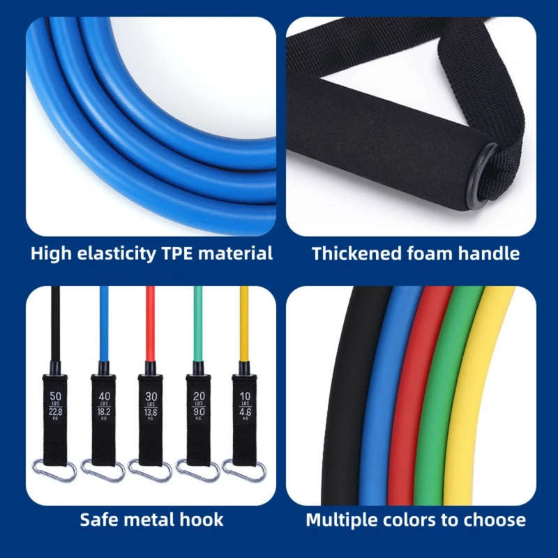 Resistance Bands Set with Handles Gym Exercise Bands Home Workout Kit5