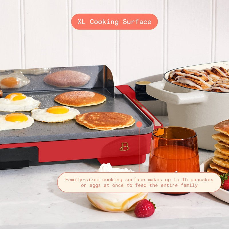 XL Electric Griddle 12"x22" Ceramic Nonstick Tomato Red by Drew Barrymore1