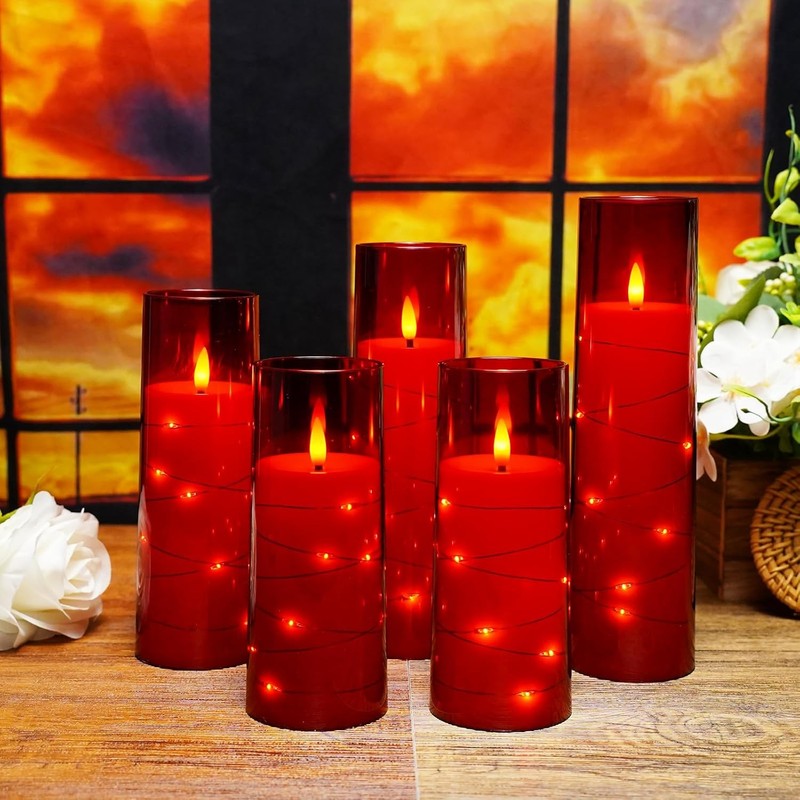 Flameless LED Candles with Timer 5 Pc Flickering Flameless Candles for Romantic 5