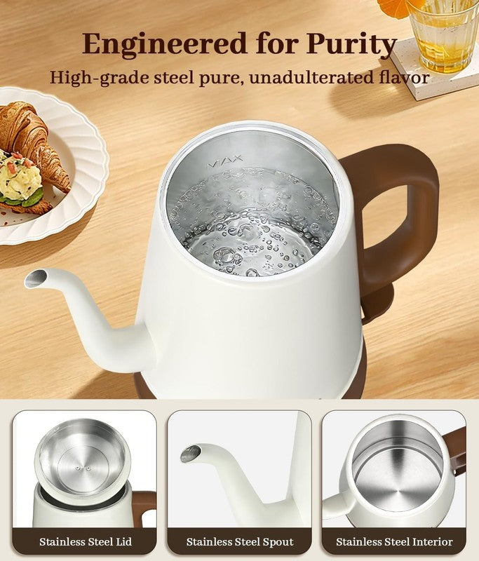 Gooseneck Electric Kettle 1L 1000W Fast Boil Pour Over Tea Coffee White4