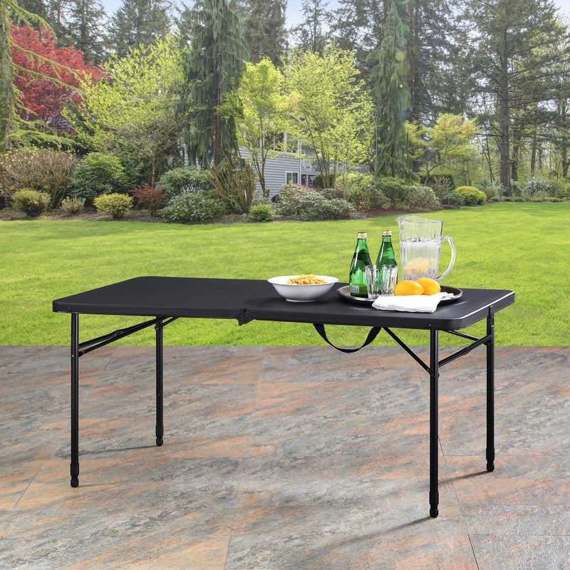 4 Foot Fold-In-Half Adjustable Folding Table, Rich Black8