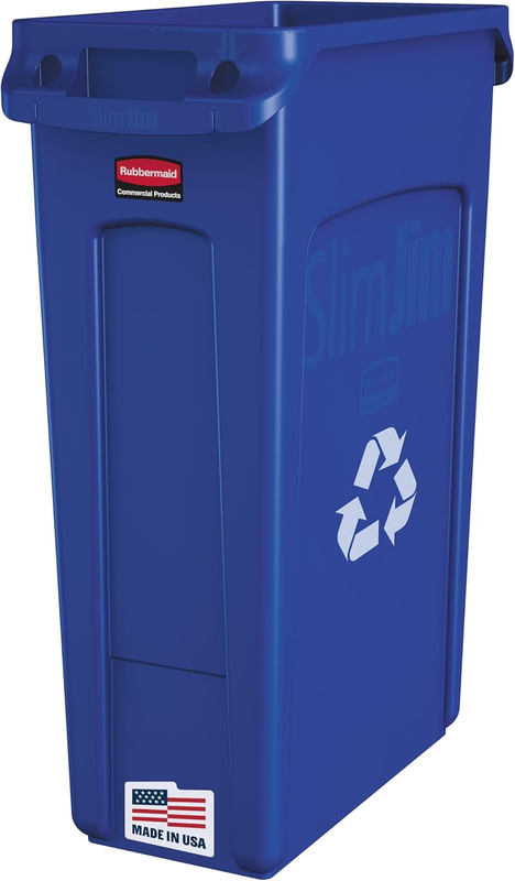 Slim Jim 23 Gal Blue Recycling Bin with Venting Channels – Plastic3