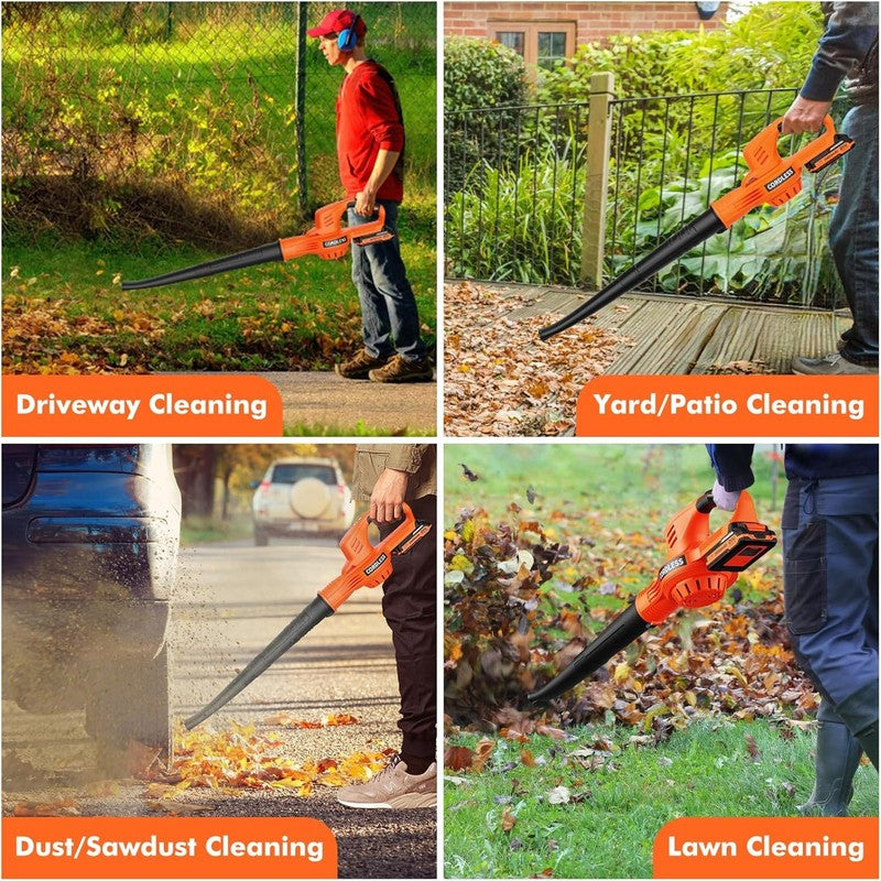 Cordless Leaf Blower 21V 2 Speed w/ 2 Batteries & Charger Lightweight5