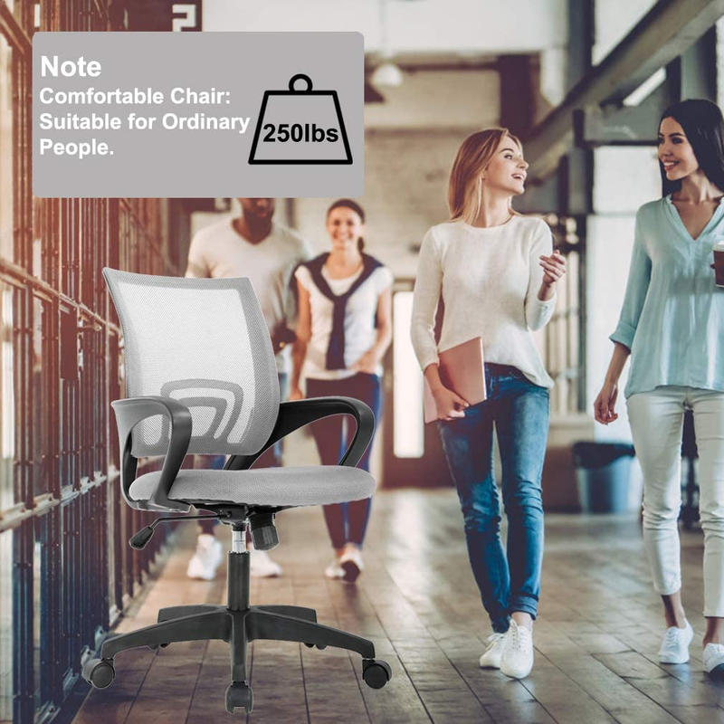 | Ergonomic Office Chair | Mid-Back Swivel Desk Chair | Breathable Backrest & Lu4