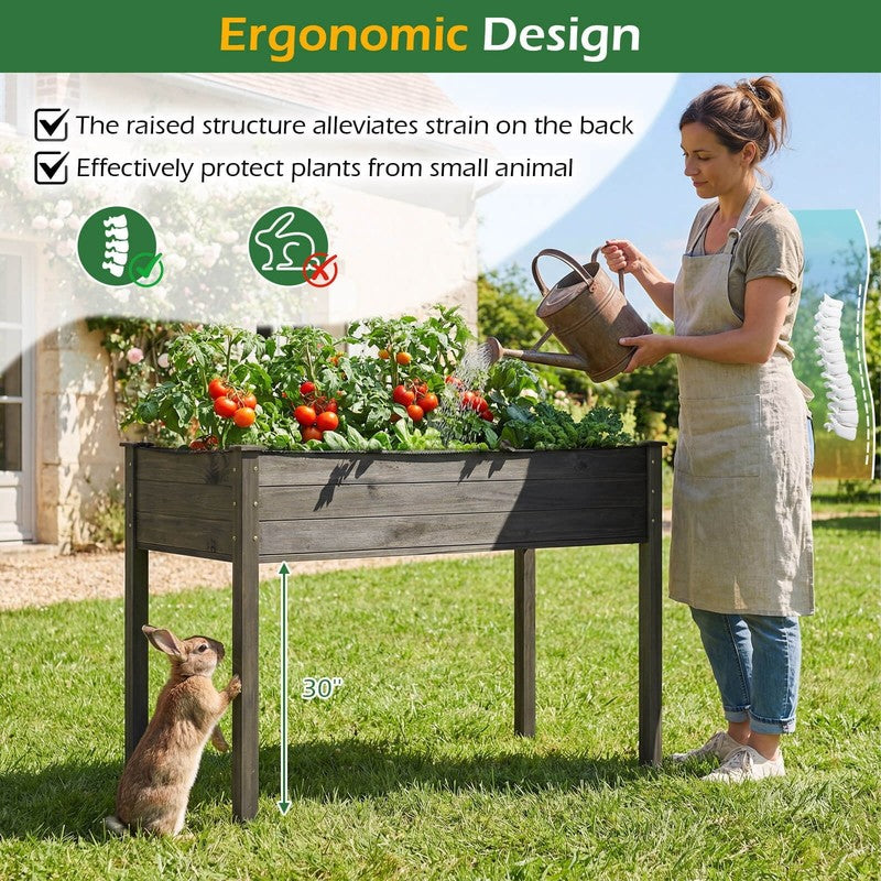 Wooden Raised Vegetable Garden Bed Elevated Grow Vegetable Planter Gray7