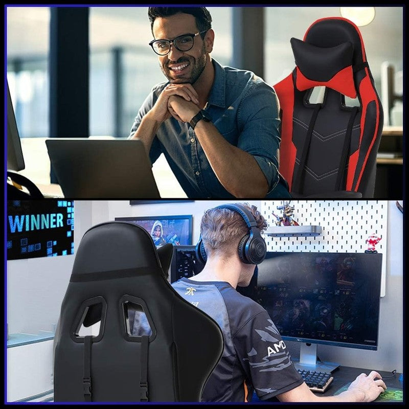 Ergonomic Gaming Chair with Footrest & Lumbar Support - Red High Back Chair3
